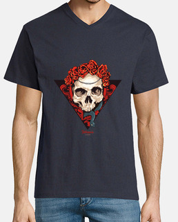 Hombre, manga corta cuello pico cerrado, azul marino