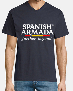 spanish armada - man, short sleeve closed v-neck, navy blue