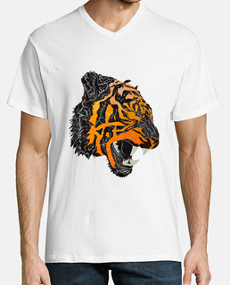 camiseta cuello v tigre rugido