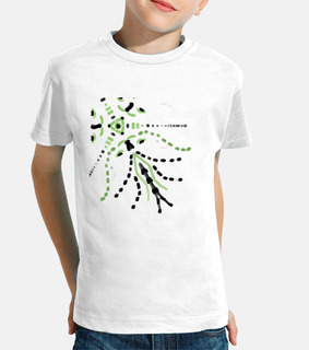abstract and point, black version. boy, short sleeve, white