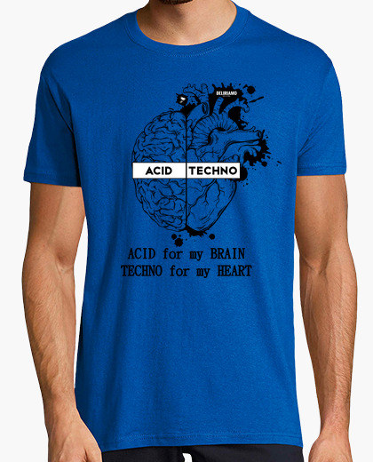Acid techno brain big black heart t-shirt