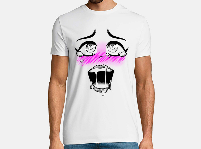  Ahegao Anime Girl With Tongue and Hands Out Weeb T