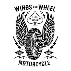 Poster ailes et roue biker moto rétro