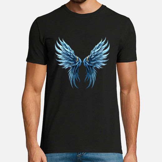 Camiseta The Mountain De Algodón - Estampado "Fairy Fallen Angel" (Ángel Caído), Guerrero Con Alas Azules, Tallas S A 4XL