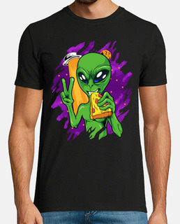 alien eats pizza on halloween