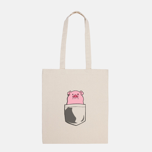 Bolsa De Lona Con Diseño De Cerdo - Bolsa Reutilizable Para Compras O Viaje, Tamaño 34x13x38 Cm