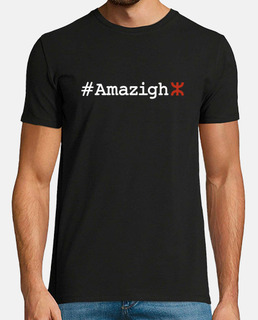 #Amazigh Hombre, manga corta, negra, calidad extra