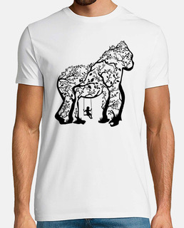 animaux - art - gorille - arbre