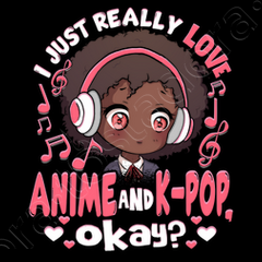 Camiseta negra de anime afroamericano para niña, Negro, S