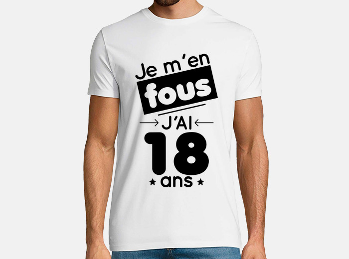 Tee-shirt 18 ans Anniversaire Homme Blanc S, M, XL