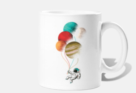 astronaut balloons mug.