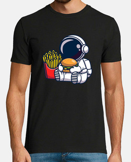 astronaute avec burger et frites