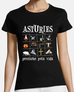 Asturies 2017 fondo oscuro - Camiseta de chica de manga corta