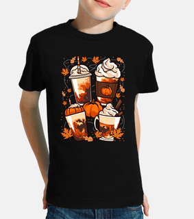 autumn coffee and halloween pumpkins