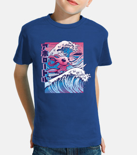 Axolotl Surfing Vaporwave Japan Wave