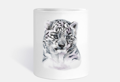 Baby Snow Leopard Watercolor Animal