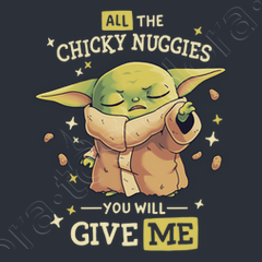 Bucktee Chicky Nuggies Baby Yoda Shirt (Style: Long Sleeve, Color: Black, Size: 5XL)