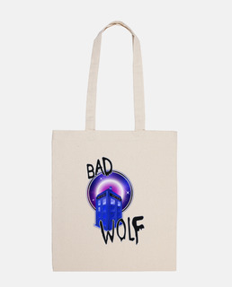 Bad Wolf Bolsa de tela, color natural Doctor Who Tote bag Friki Bag