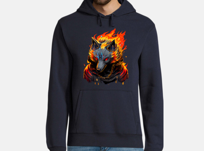 Badass wolf flames hoodie tostadora