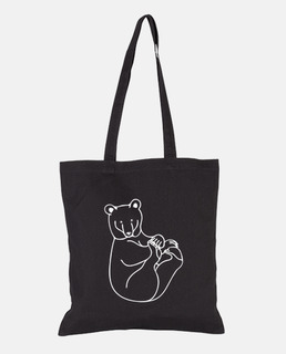 bear white lines tote bag