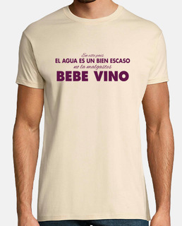 Bebe Vino. Camiseta hombre. Fondos claros