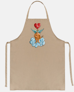 beige apron with valentine bear