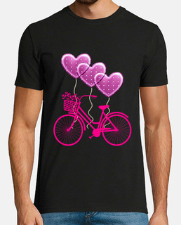 bicicleta rosa con corazones
