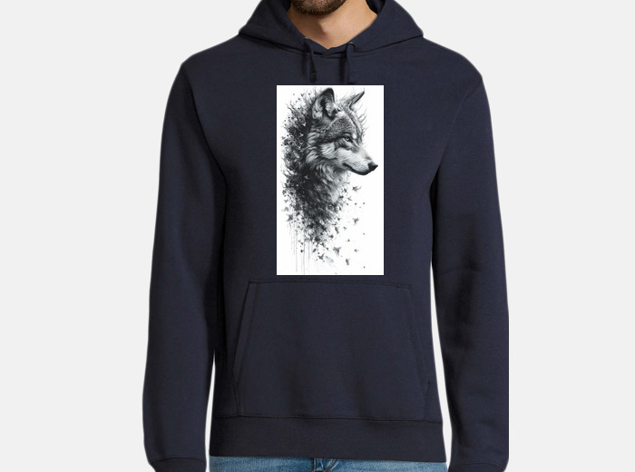 Black and white wolf hoodie tostadora