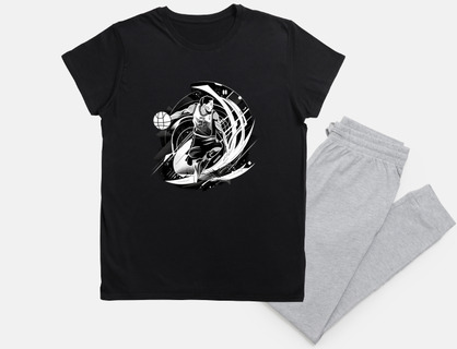 black and white basketball player