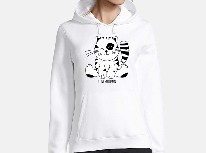 Black and discount white cat hoodie