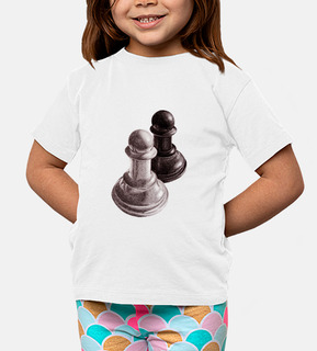 black and white chess pawns kids tee