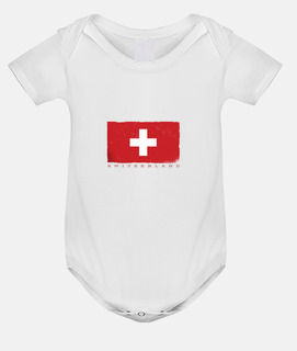 body de bebé, onesie, bandera suiza vintage grunge.