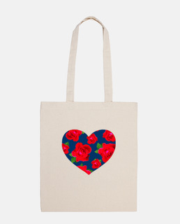 bolsa de playa corazón de rosas