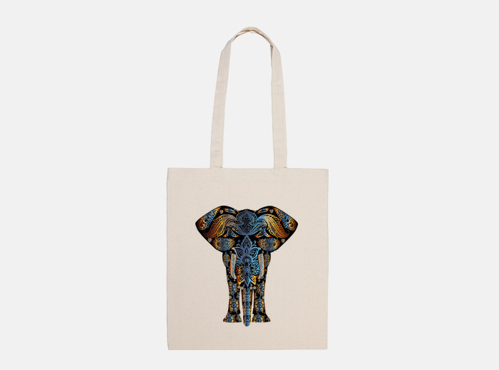 Mochila Canvas de Cuerdas Algodón con Diseño de Elefante, Bolsas