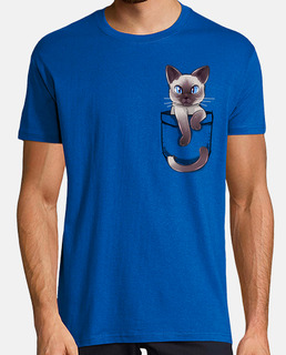 bolsillo lindo gato siamés - camisa para hombre