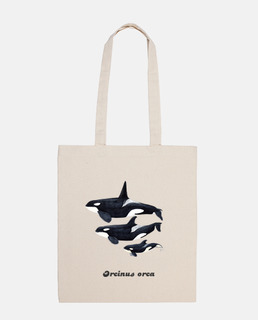 Bolso tela Orca trio (Orcinus orca)