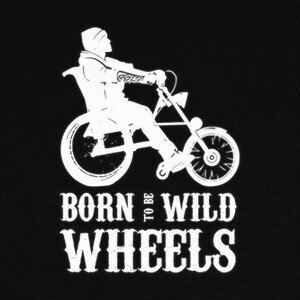 Playeras Born to be Wild Wheels dibujo blanco