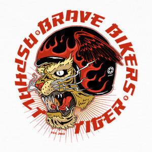 Camisetas Brave Bikers Asphalt Tiger White