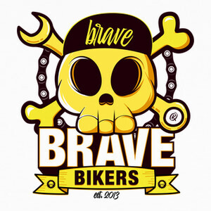 brave bikers funny skull white T-shirts