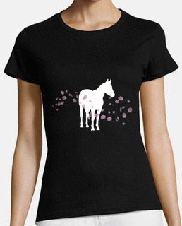 caballo y flores de cerezo