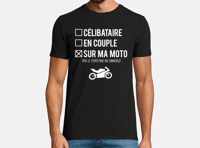 Cadeau homme T shirt homme le bonheur moto –