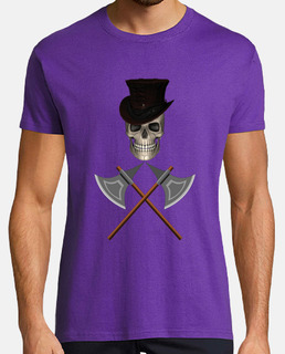 calavera con sombrero y hachas