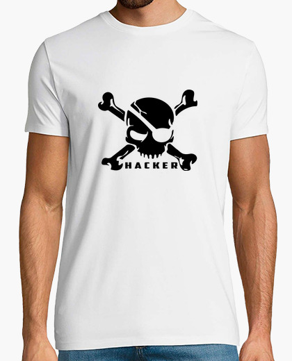 Calavera Hacker. camiseta blanca chico.