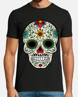 Camiseta con calaveras mexicanas cosida a mano 