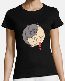 camisa de gatos yin yang para mujer