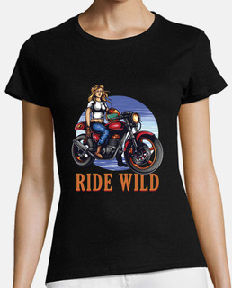 Camiseta Biker Girl Motos Motorcycle Motor Retro Ride Wild Motoristas