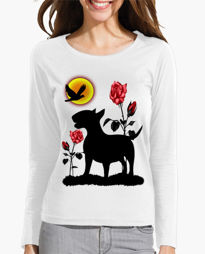 Camiseta Bull terrier rosas