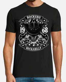 Camiseta Calaveras Rockabilly Style Retro Rockers Guitarras Cruzadas 1968 Bikers 60s Old School 