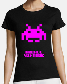 Camiseta Chica Arcade Vintage Invader Rosa
