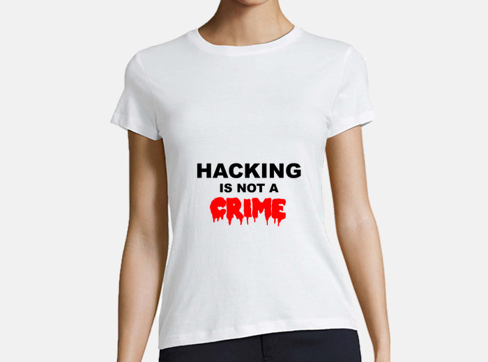 Camiseta Chica Mangas Color Hacking Is Not A Crime Color Mangas